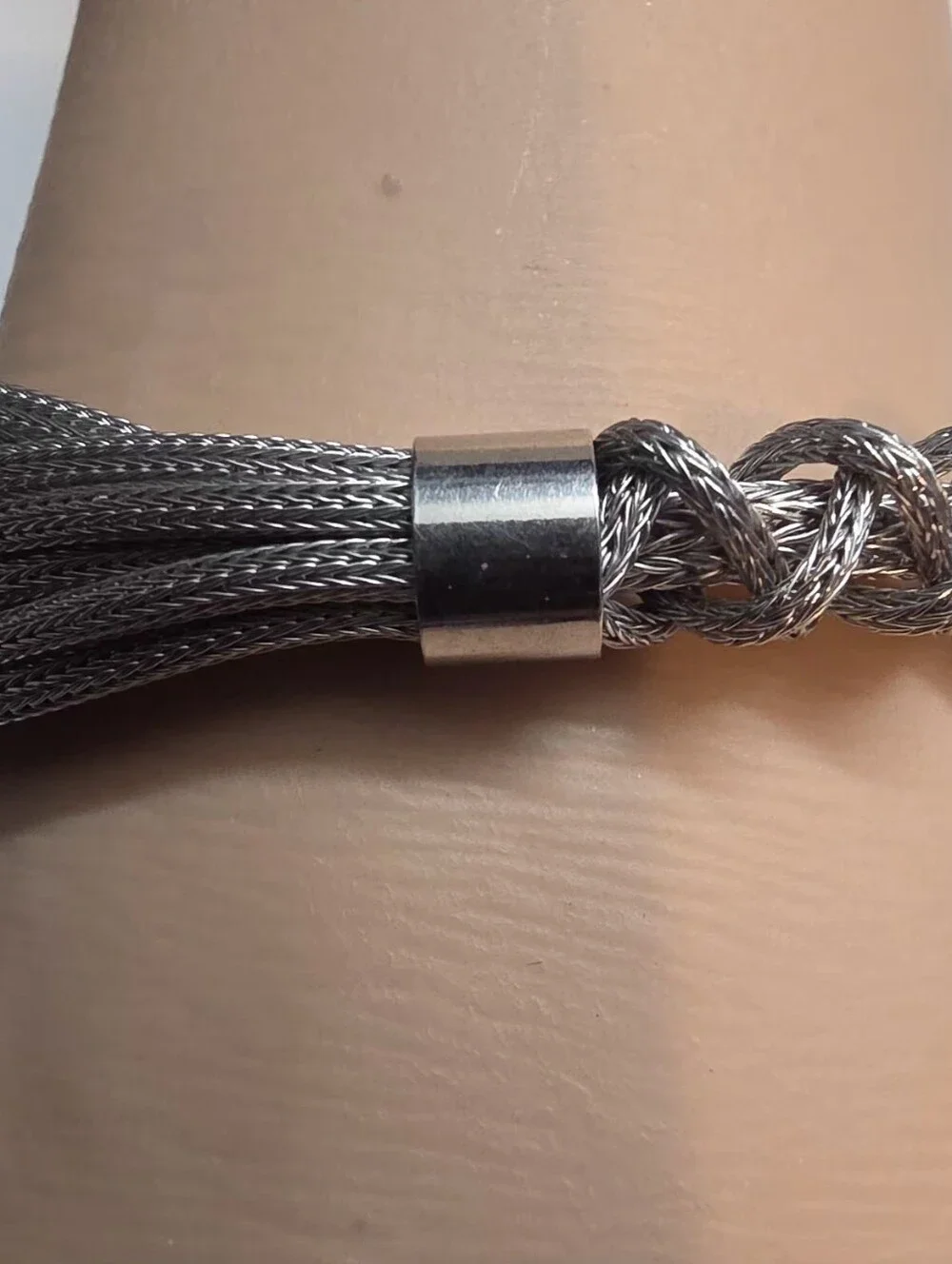 925 Sterling Silver Italian Braided Multi Strand Mesh Bracelet 22g